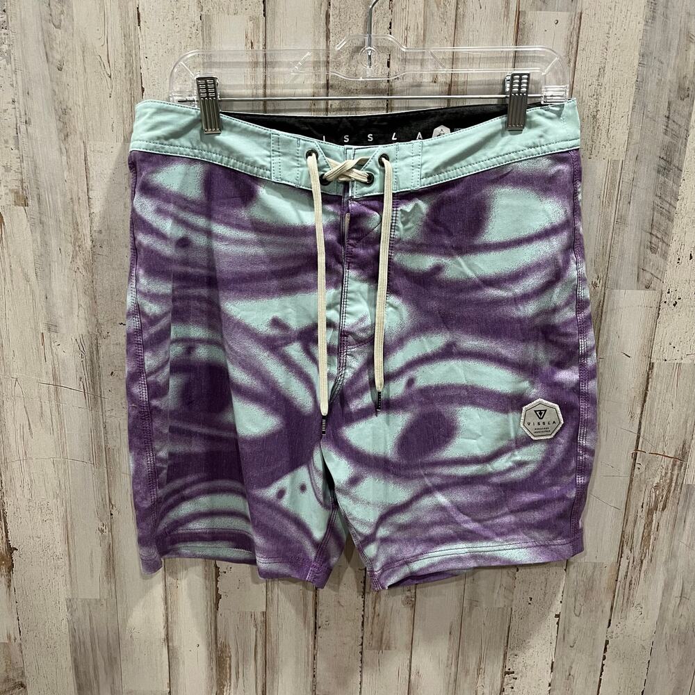 Vissla T. Muckluck Eyeball Face Print Swim Trunks Boardshort Surf Mens 32